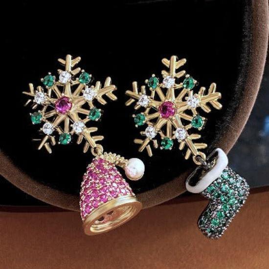 Božićne naušnice “Zvončići i čarape”