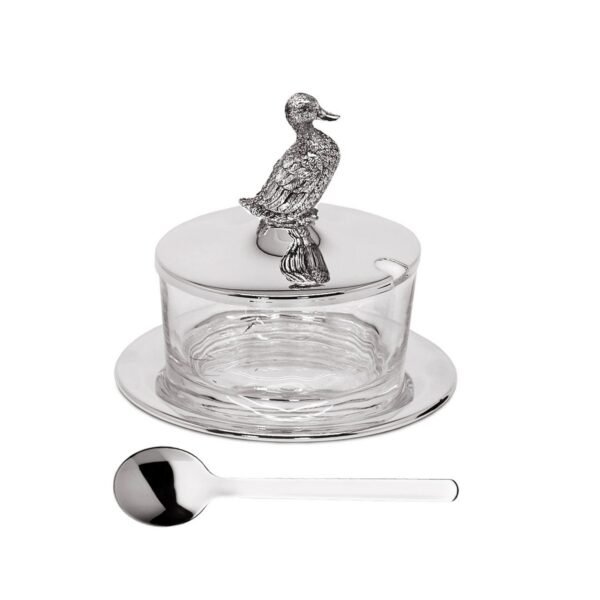 EDZARD Posuda za šećer u obliku patke s tanjurićem i žličicom, pozlaćena