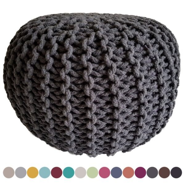 Knitted stool pouf Ø 45 H 30 cm cm seat pouf knitted floor cushion