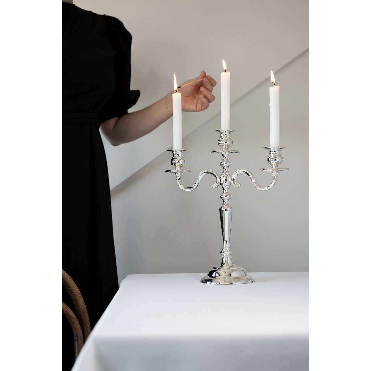 EDZARD candle holder Regina, 3-flame, height 36 cm, noble silver-plated, tarnish-resistant - Slika 7