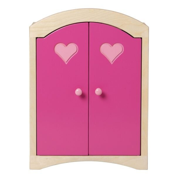 Drveni ormar za lutke (natural & rozi) – Van Dijk Toys