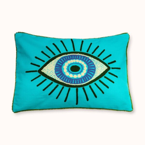 Dekorativna jastučnica – Evil Eyes tirkizna