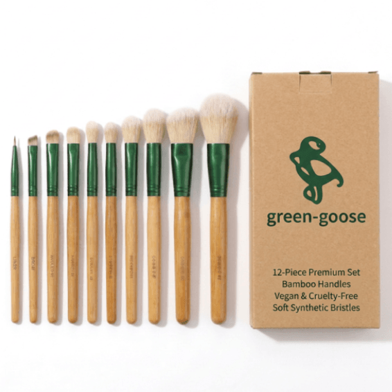 green-goose Make Up Brush Set with Bag - 10 Pieces