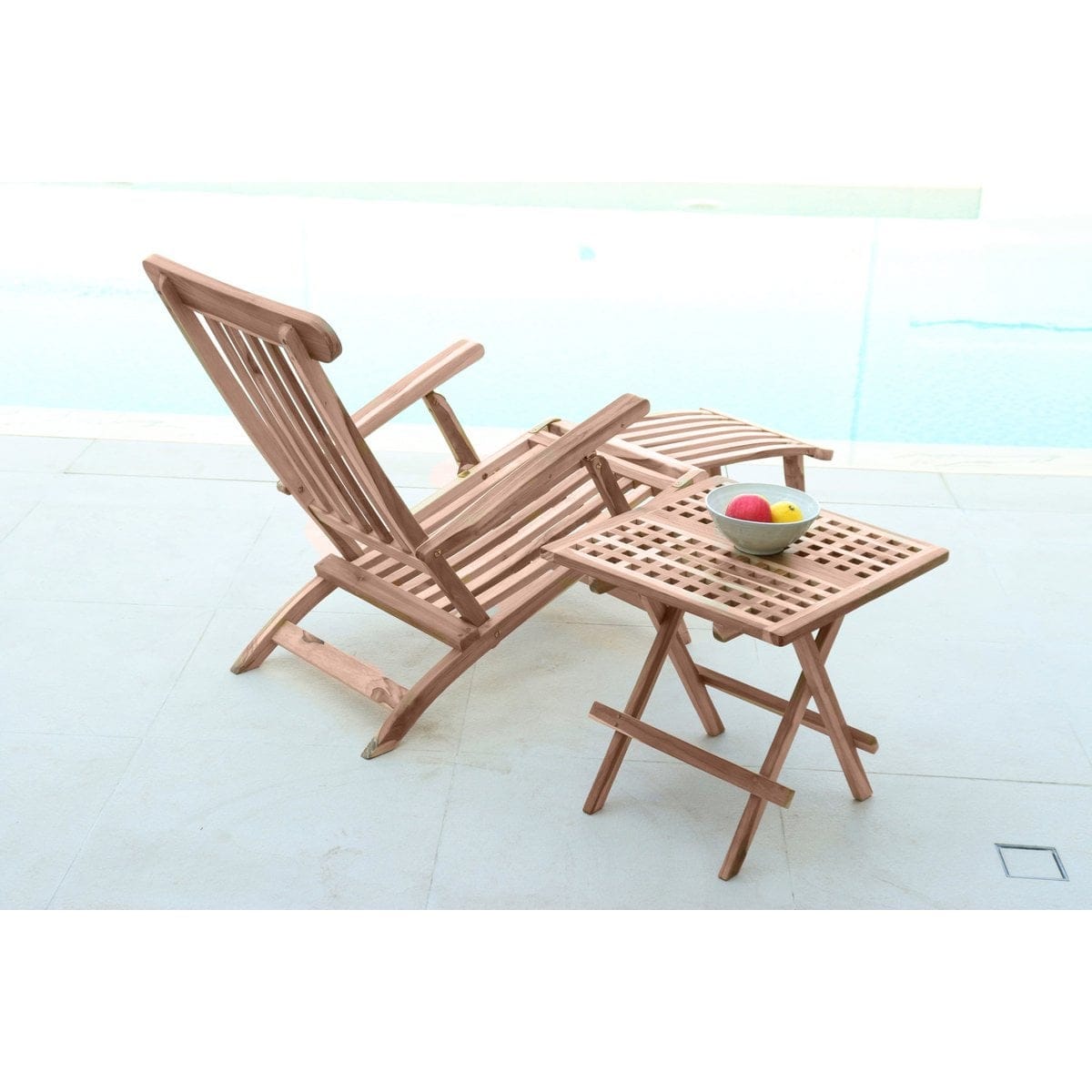 Deck chair with footrest, teak