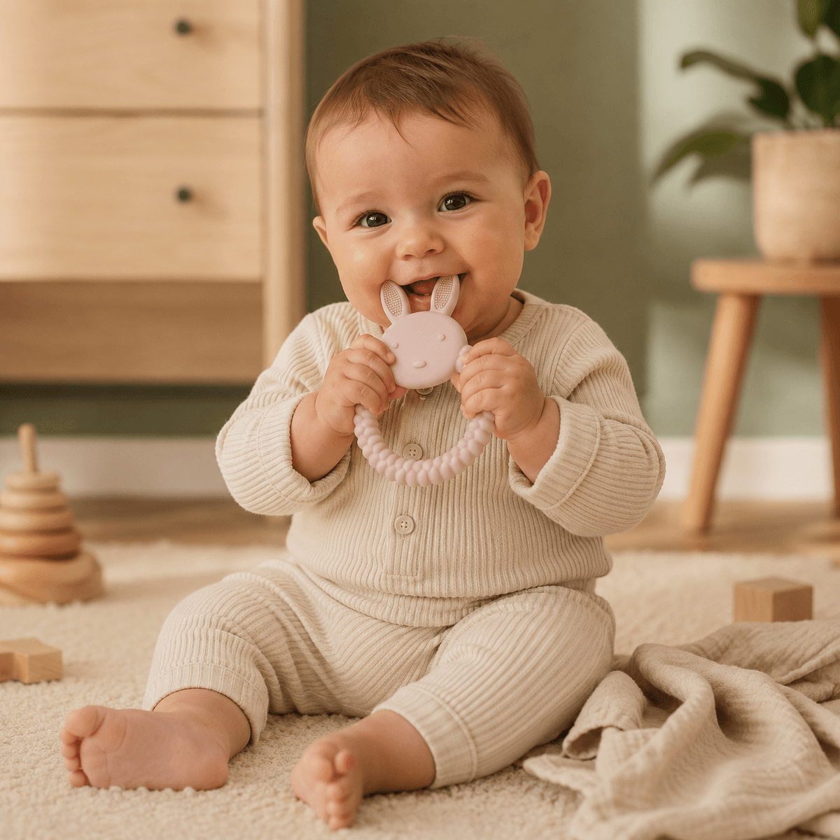 BUNNY | Soft Silicone Teething Toy | Blush - Slika 2