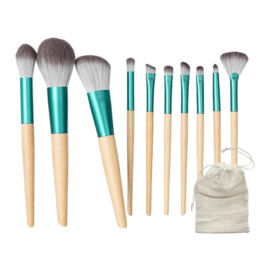 green-goose Make Up Brush Set with Bag - 10 Pieces - Slika 6